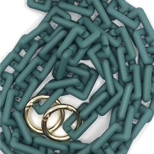 Crossbody length acrylic rubber coated chunky chain link strap for bags, green